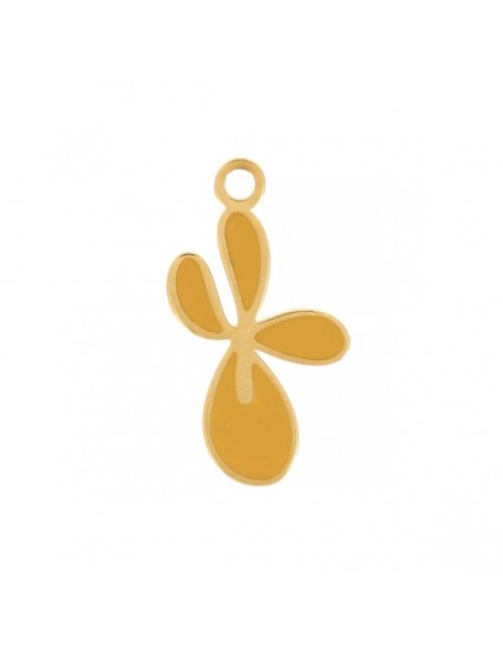 Piccolo Charm dorato in acciaio collezione "Botanica Mini" giglio senape, 16x9mm