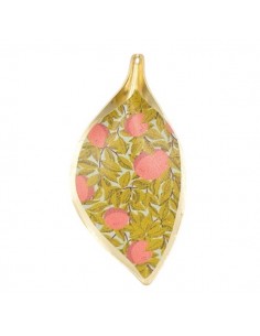 Charm foglia dorato matt con stampa fiori e frutta  56x26...