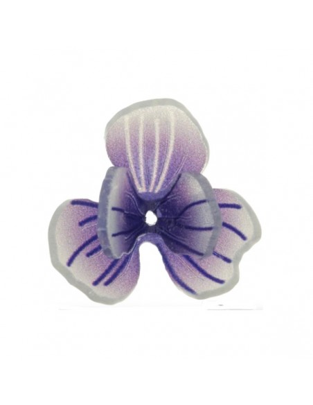 Charm fiore viola del pensiero  in resina viola scuro 16x8 mm, x 1