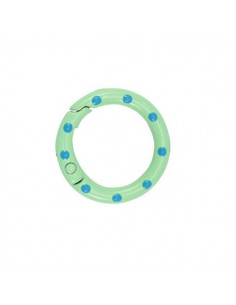 Chiusura a gancio tonda smaltata verde con pois blu cielo...
