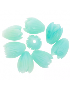 Confezione di 6 perline di fiori turchesi 10x8mm