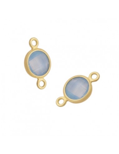 Charm connettore dorato con cristallo azzurro...