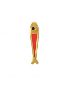 Charm pesciolino dorato con smaltatura corallo 22,6x4,9...