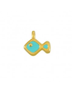 Charm piccolo pesciolino dorato con smaltatura turchese...