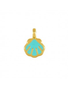 Charm piccola conchiglia dorata con smaltatura turchese 8...