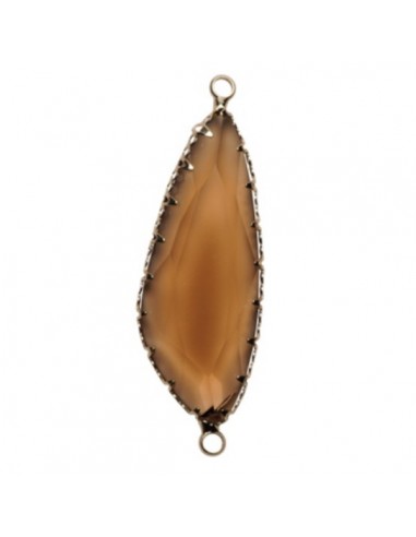 Charm connettore dorato in vetro terracotta...