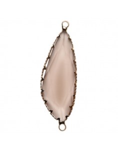 Charm connettore dorato in vetro rosa polvere 16X40 mm, x 1