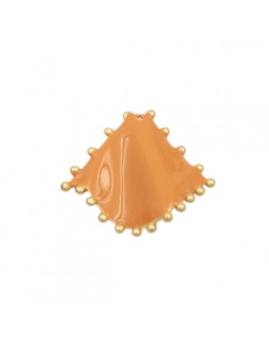 Charm smaltato ventaglio ocra ondulato con...