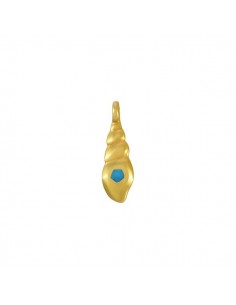 Charm conchiglia dorata con piccolo puntino smaltato blu...