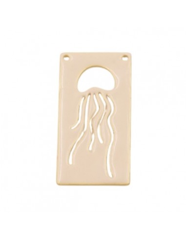 Charm placchetta smaltato avorio con inciso una...
