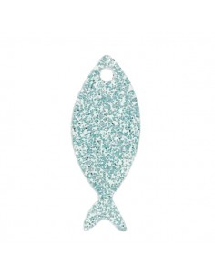 Charm in resina pesce glitterato azzurro 25x10 mm, x 1