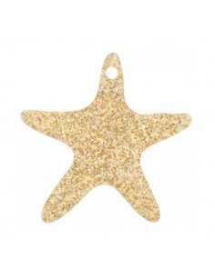 Charm in resina stella marina glitterata oro 20 mm, x 1