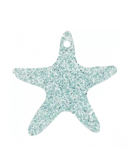 Charm in resina stella marina glitterata azzurra 20 mm, x 1