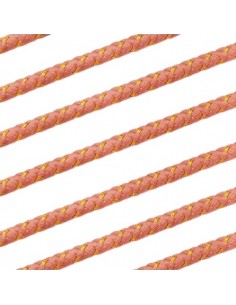 Cordoncino ritorto rosa  e oro dello spessore 3 mm, x 50 cm