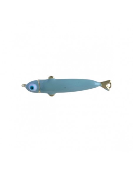 Charm connettore pesce flauto leggermente bombato smaltato giada 32x5mm, x 1