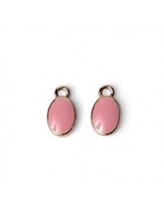 Charm dorato ovale con smaltatura da entrambi i lati rosa...
