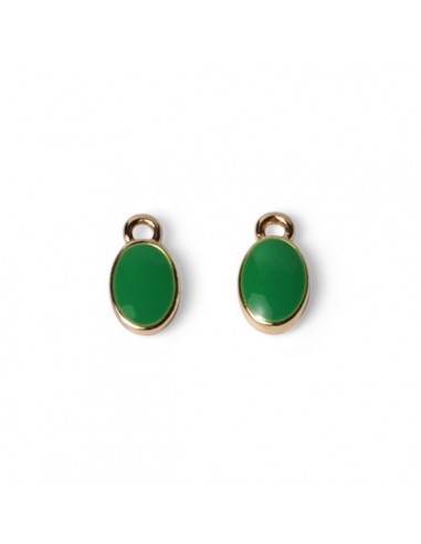 Charm dorato ovale con smaltatura da entrambi i...