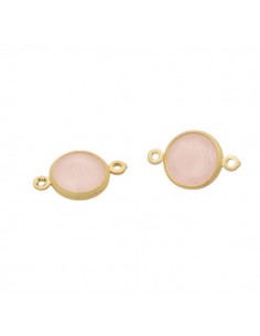 Charm connettore dorato con cristallo rosa cipria 12x7mm,...