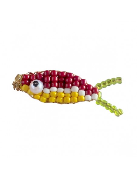 Charm pesce "Arlecchino" realizzato con corallini 50x15mm, x 1