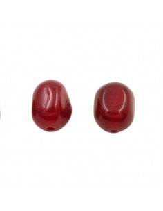 Perla irregolare ovale in quarzo rosso granata 10x7x7mm,...