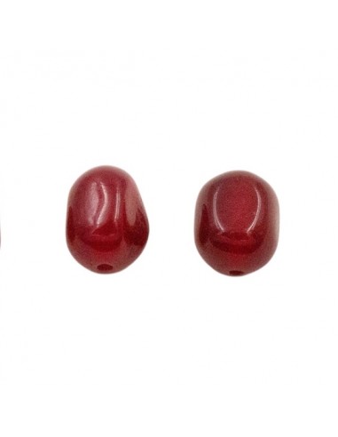 Perla irregolare ovale in quarzo rosso granata 10x7x7mm,  x 1