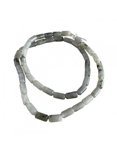 Filo di circa 38 cm di micro tubetti in pietra dura grigio con venature 4x8 mm
