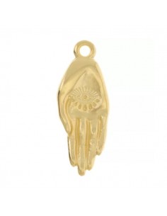 Charm dorato mano con occhio della fortuna 22x8mm, x 1