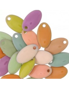 Confezione di 20 placchette ovali 14x8 mm multicolori...