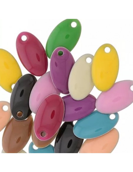 Confezione di 20 placchette ovali 14x8 mm multicolori vivaci