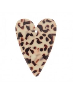Charm cuore allungato in acrilico animalier sfondo panna...