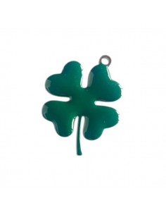 Charm quadrifoglio smaltato verde scuro su entrambi i...
