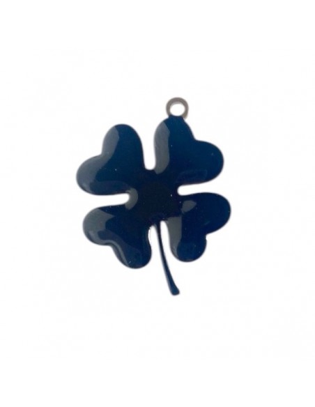 Charm quadrifoglio smaltato nero su entrambi i lati 20x25mm, x 1