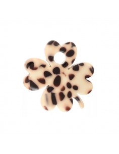 Charm quadrifoglio in acrilico animalier sfondo panna con...