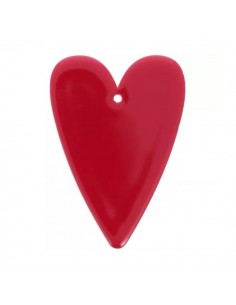 Charm cuore allungato in acrilico rosso 34x24 mm, x 1