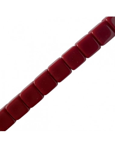 Perla in resina cubetto borgogna 12 mm con foro...
