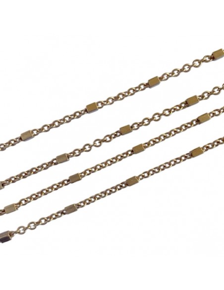 Catena oro matt dalla maglia tonda 2 mm con rettangolini, x 50 cm