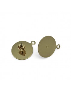 Orecchini a chiodo dorato matt disco 13 mm con anellino,...