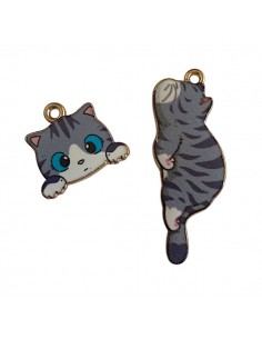 Coppia di Charms dorati "Miao"gattini certorsini