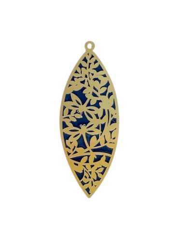 Grande Charm ellissi dorata con intarsi...
