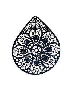 Grande Charm filigrana blu a goccia 50x40mm, x1