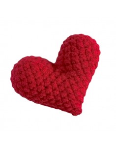 Grande Cuore bombato all'uncinetto rosso 57x65x27 mm, x 1