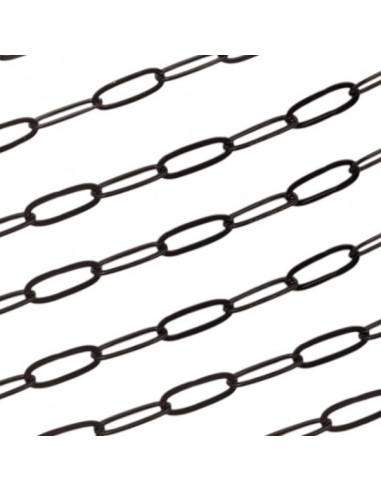 Catena smaltata nera con maglie ovali 13x5mm,...