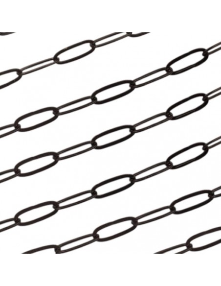 Catena smaltata nera con maglie ovali 13x5mm, 50 cm