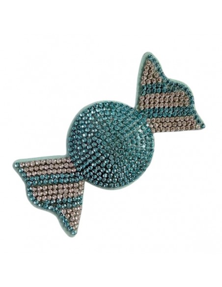 Grande Charm caramella strass azzurri 8x4cm, x 1
