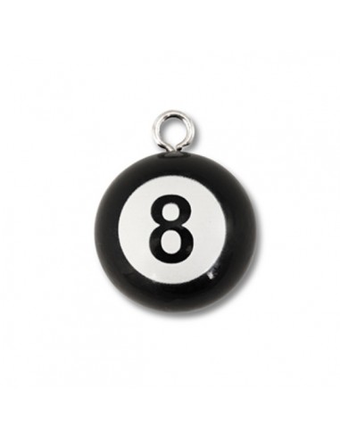 Charm in plastica palla da biliardo nera "8"...
