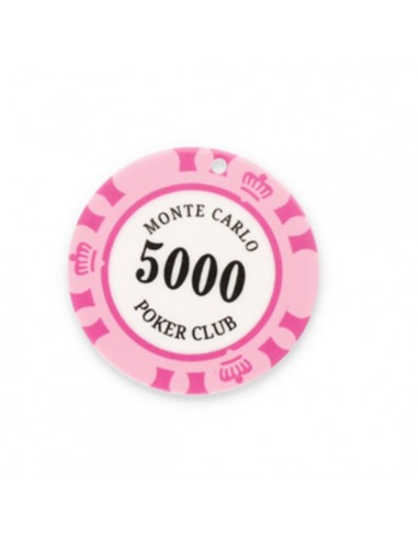 Charm in plastica fiche da pocker rosa 40 mm, x 1