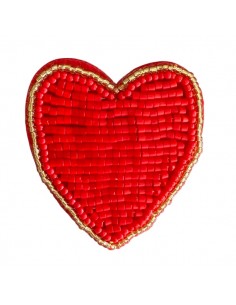 Spilla grande cuore rosso realizzata a mano con micro...