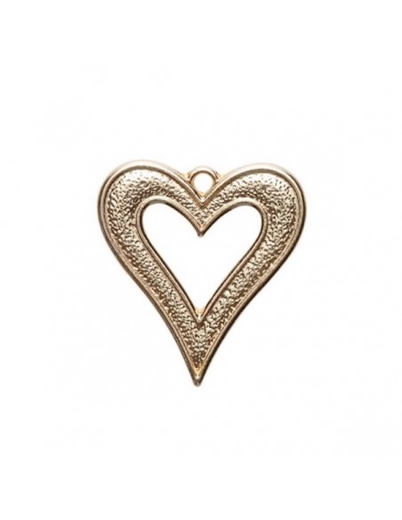 Charm dorato cuore con effetto sbarluccicoso 30x27mm, x 1