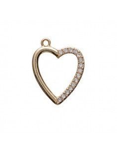 Charm dorato cuore con piccoli strass su un lato 20x15mm,...