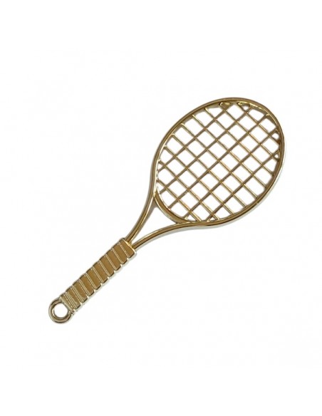 Charm racchetta da tennis dorata 78x31 mm, x 1